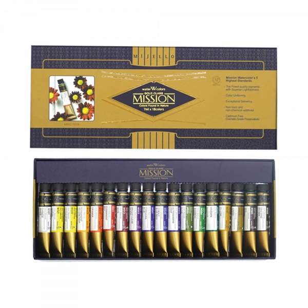ミゼロミッションゴールドクラス水彩画絵具7ml 18色セット