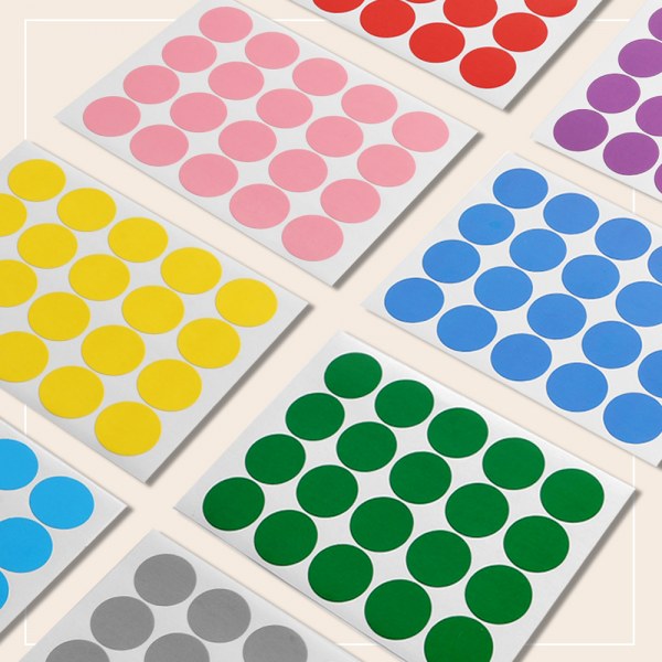 カラー丸型シール12枚（14color）