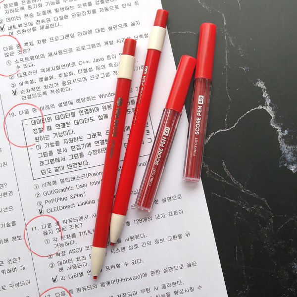 赤採点ペン色鉛筆採点用シャープペン式採点ペンスコアペン