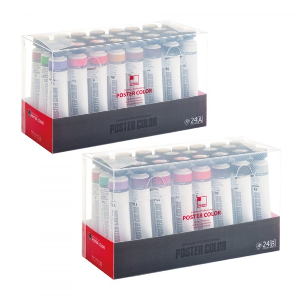 新韓プロフェッショナルチューブ型ポスターカラー絵具40ml 24色A、B